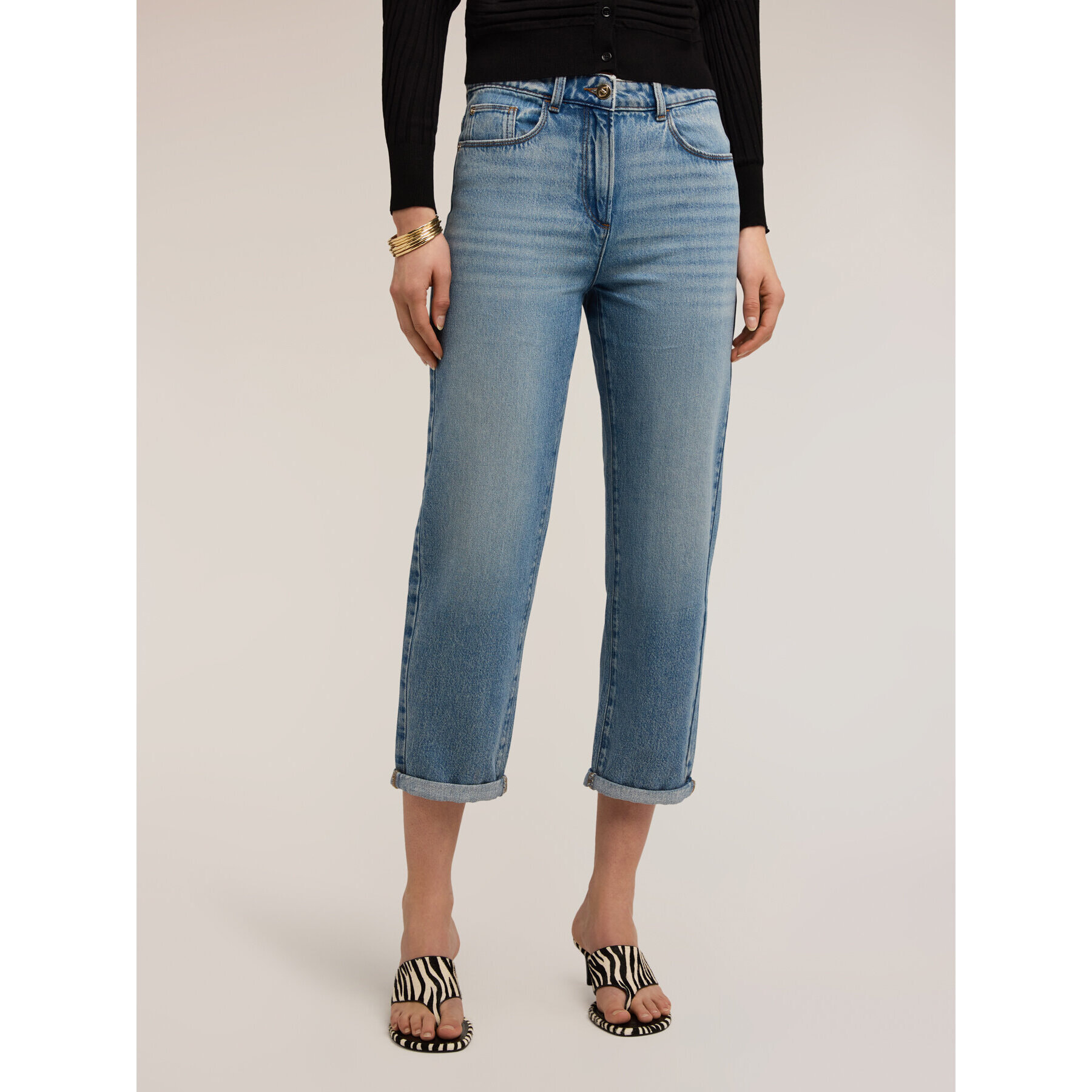 Motivi - Jeans boyfriend con risvolto - Azzurro