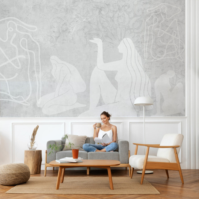 Papier peint panoramique Mahsa gris XL - Transformez votre intérieur avec élégance !