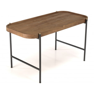 ALIDA - Table basse ovale 85x43cm plateau en bois de teck recyclé