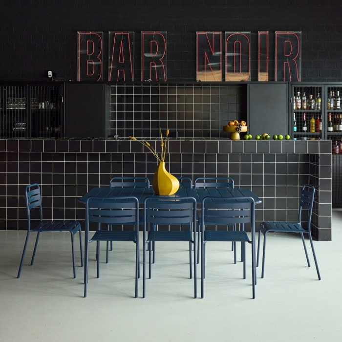 Table de jardin métal + 8 assises AMÉLIA