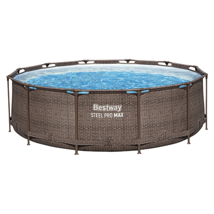 Bestway Piscine hors sol - Ronde - Steel Pro Max - Effet Rotin - 366 x 100 cm