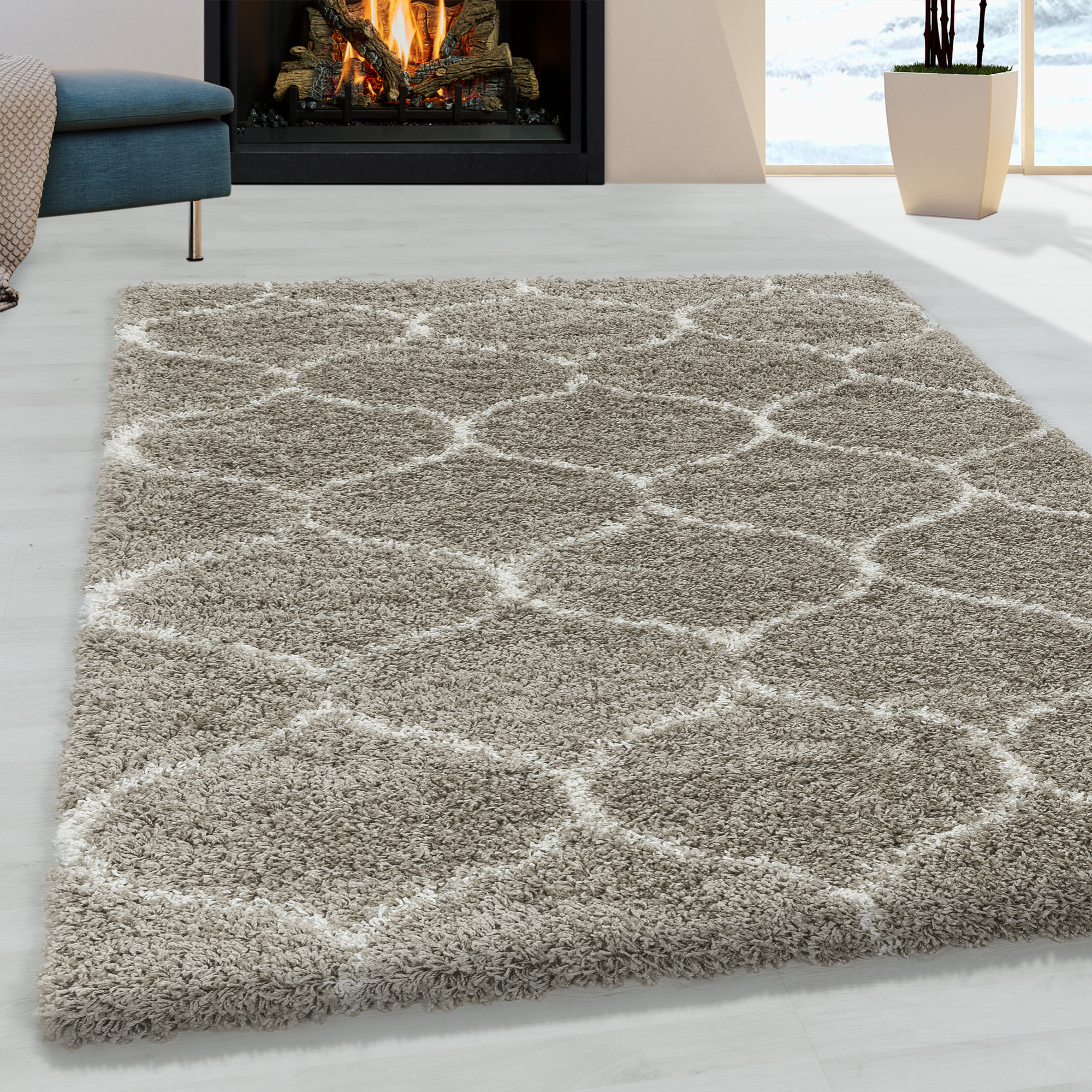SALSA - Tapis shaggy à poils long berbère beige - SAL3201BEI