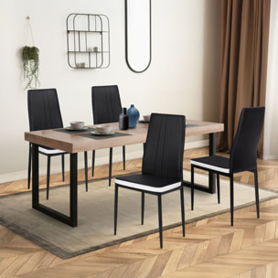 Chaises Jodie imitation cuir et pieds métal - Noir - Blanc