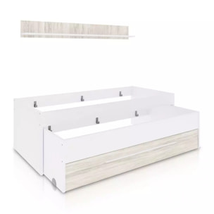 Cama doble juvenil con estante Nuit Blanco Artik (Blanco Mate) – Blanco Velho