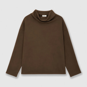 Sudadera fluida lisa marrón