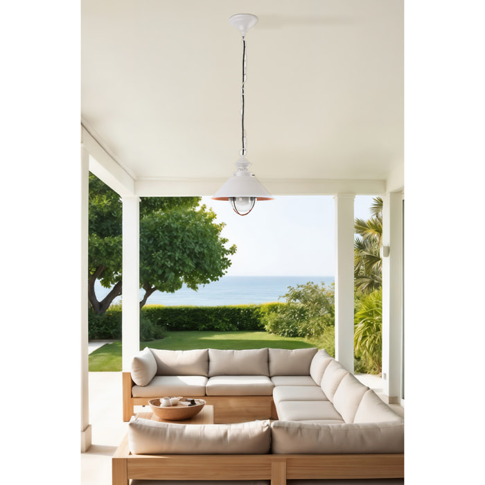 NÁUTICA-P Lampe suspension blanche et cuivre