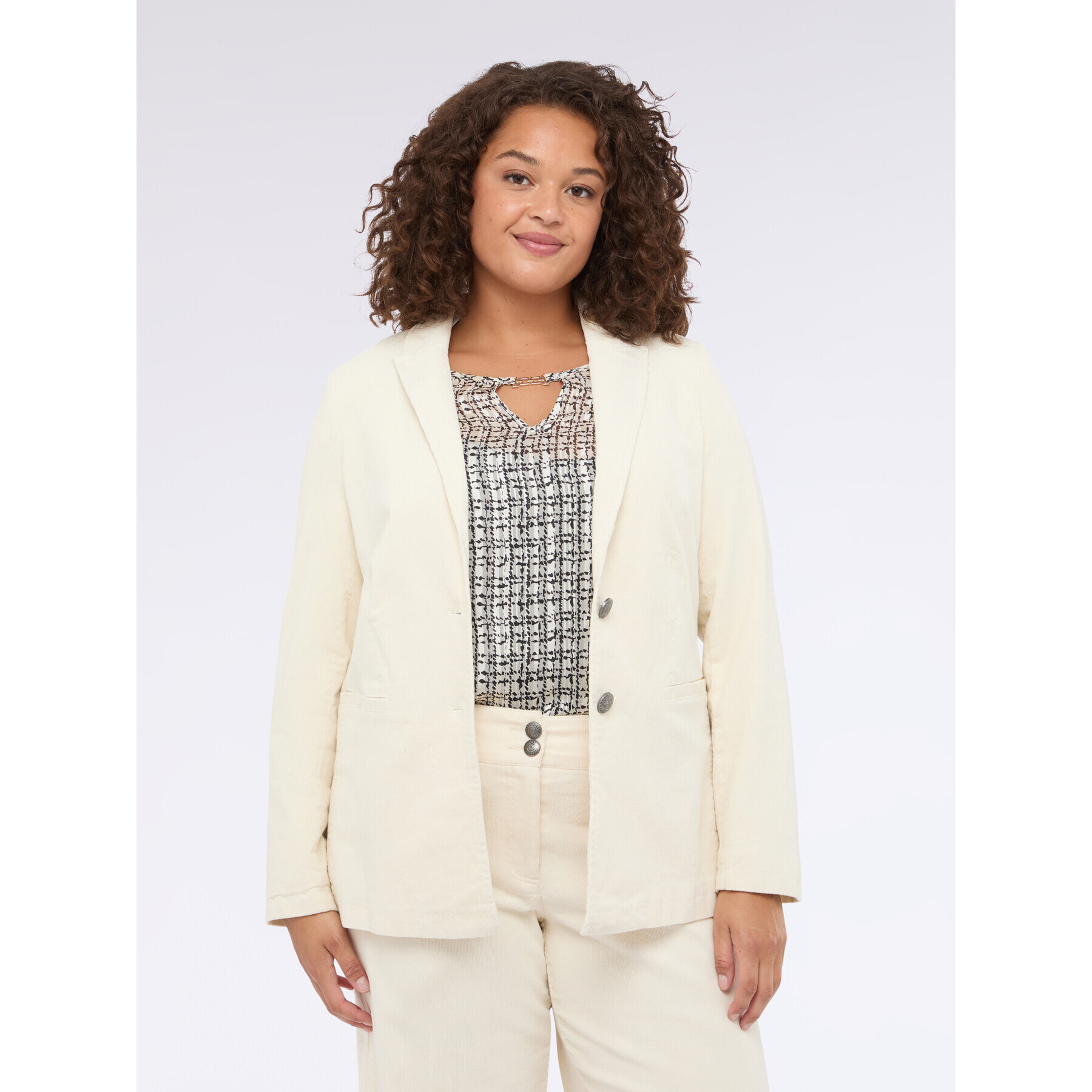Fiorella Rubino - Blazer de pana de algodón mixto - Blanco