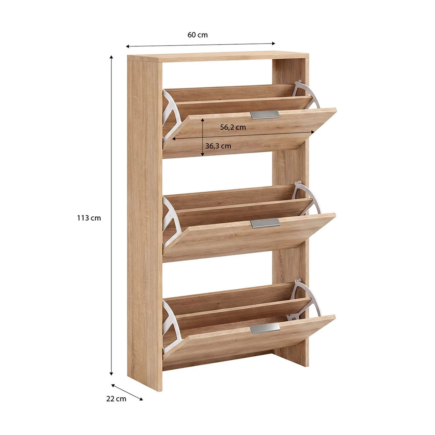 Zapatero de 3 puertas abatibles en roble canadian 60x113 cm Remi Roble Canadian