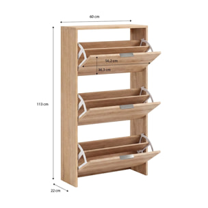 Zapatero de 3 puertas abatibles en roble canadian 60x113 cm Remi Roble Canadian