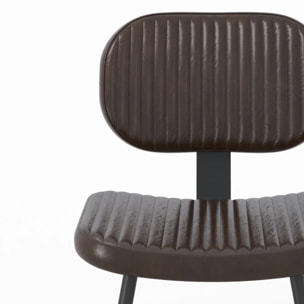 Lot de 2 chaises en cuir marron et pieds en métal noir - Clovis
