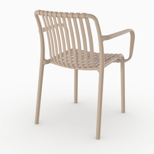 Lot de 2 chaises de jardin empilables en plastique beige - Ivy