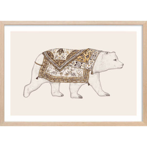 Affiche enfant ourse blanche  Affiche + cadre en bois - Chêne