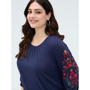 Fiorella Rubino - Camiseta de viscosa con bordados - Azul