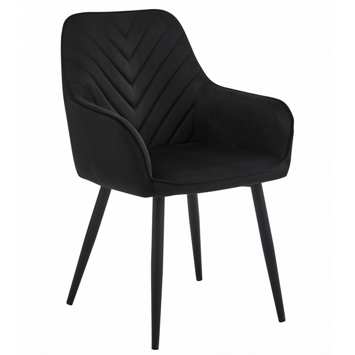 Sedia Nana in velluto nero con gambe in metallo