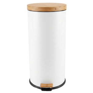 Poubelle à pédale inox bois FOREST 30L