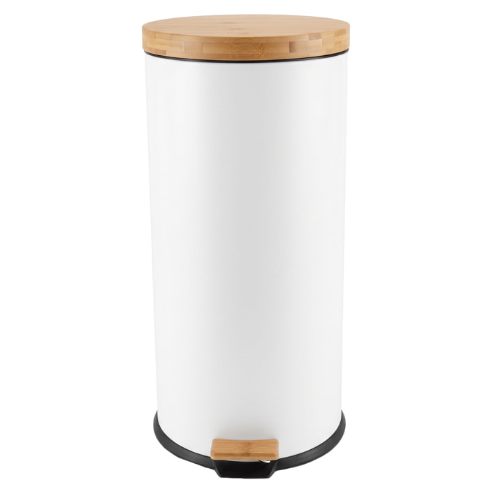Poubelle à pédale inox bois FOREST 30L