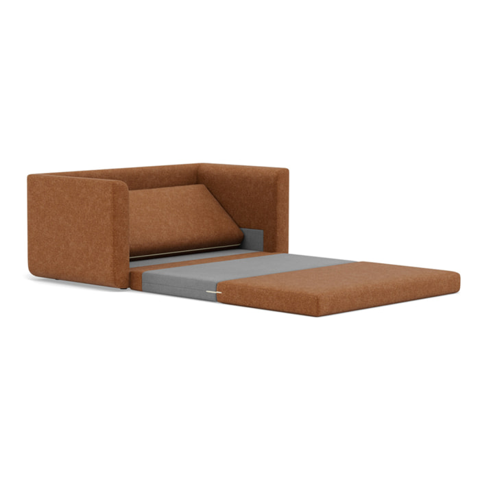 Isana - Canapé 2 places convertible déplimousse avec accoudoirs incurvés en tissu - Terracotta