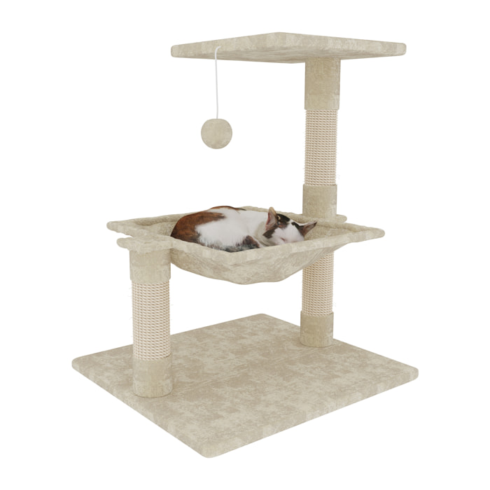 Albero Per Gatto con Graffiatoio Cuccia Giocattolo Gatti Parco Giochi Tiragraffi in Sisal Naturale 70 x 50 x 36 Cm
