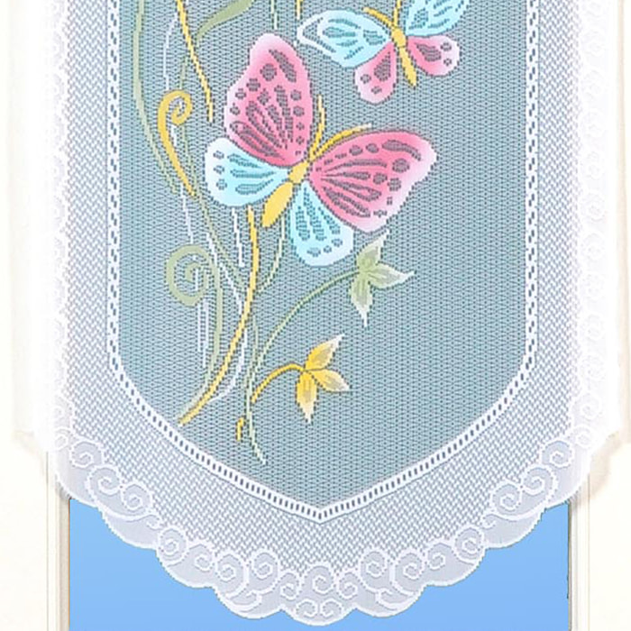 Paire de petits voilages en dentelle motifs papillons - Turquoise