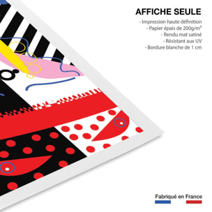 Affiche collage la femme aux lunettes Affiche seule