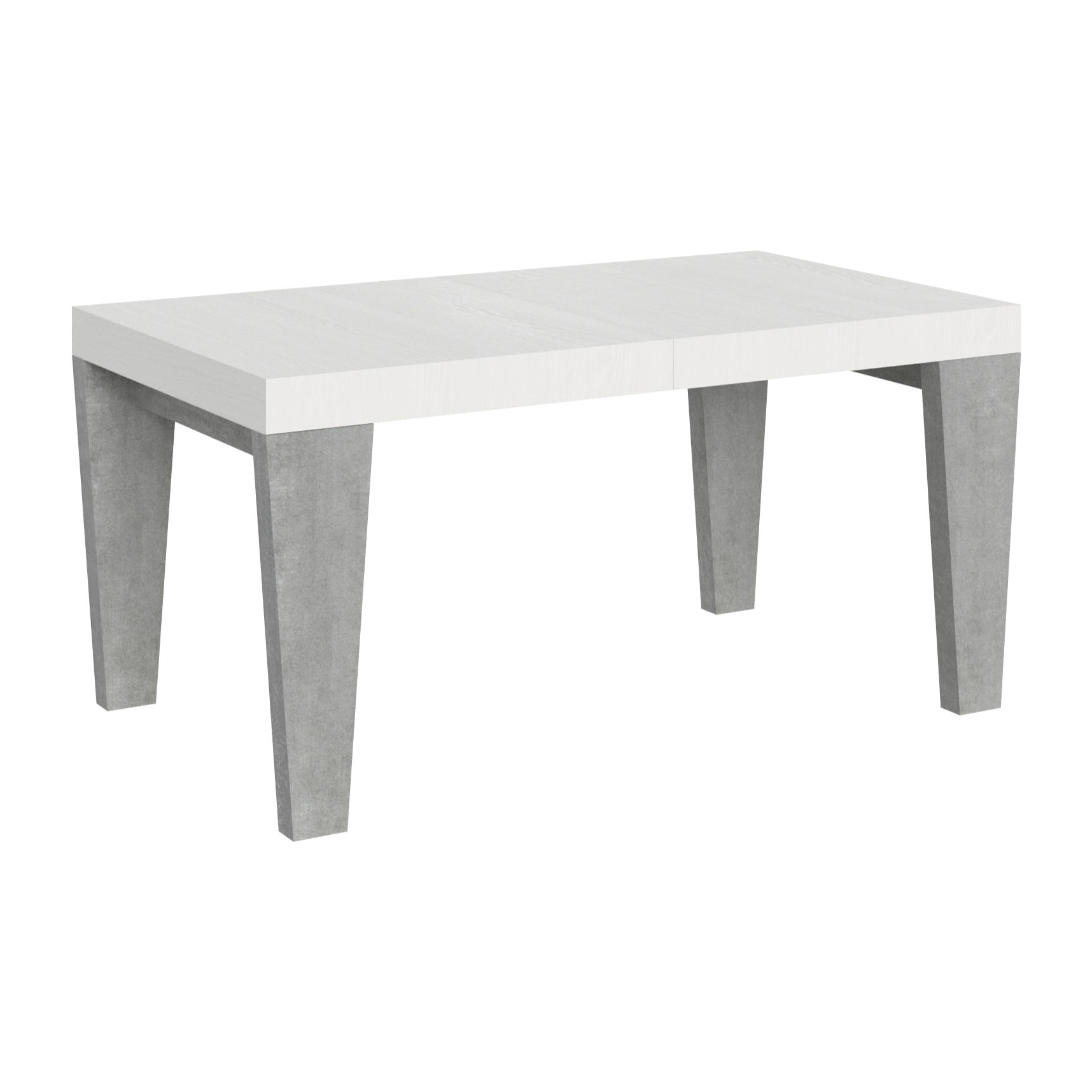 Mesa extensible 90x160/420 cm Spimbo Mix tapa Fresno Blanco patas Cemento