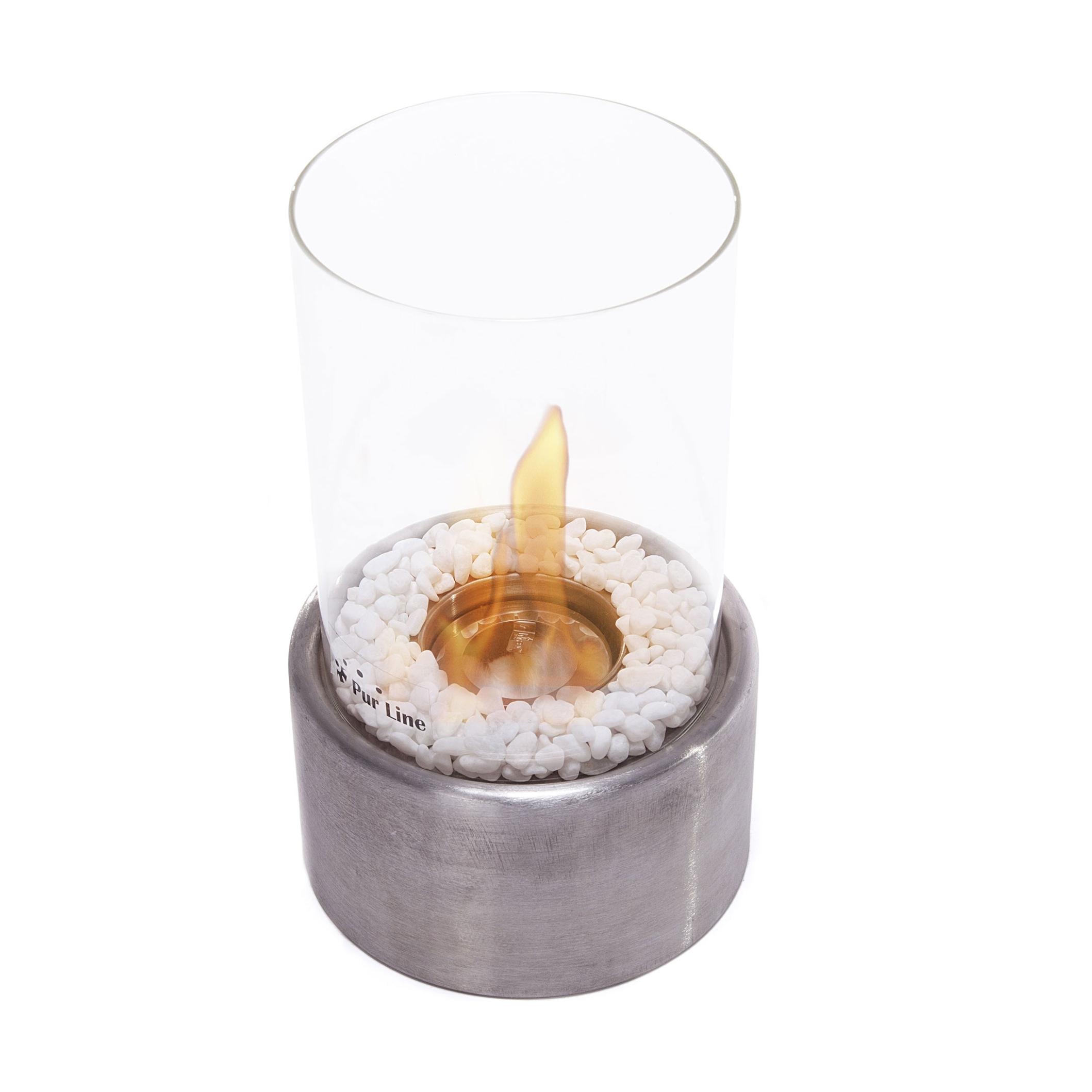 cheminée-de-table-à-léthanol-en-acier-inoxydable-et-verre-trempé – Purline  Francia