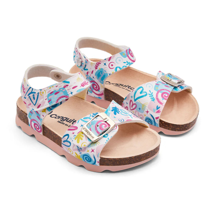 Sandalias Bio Estampado Corazones Multicolor