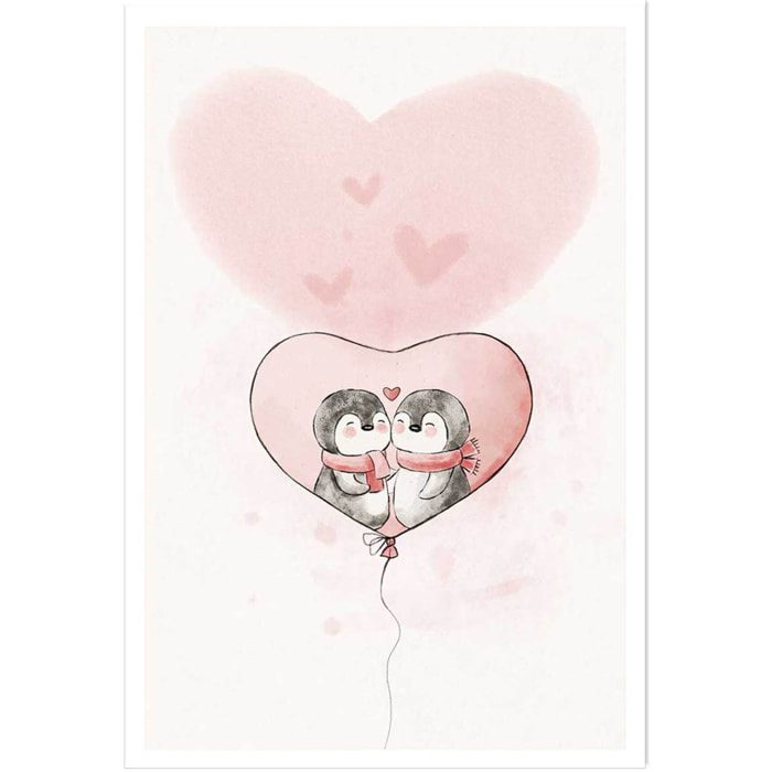 Affiche enfant pingouin amoureux  Affiche seule