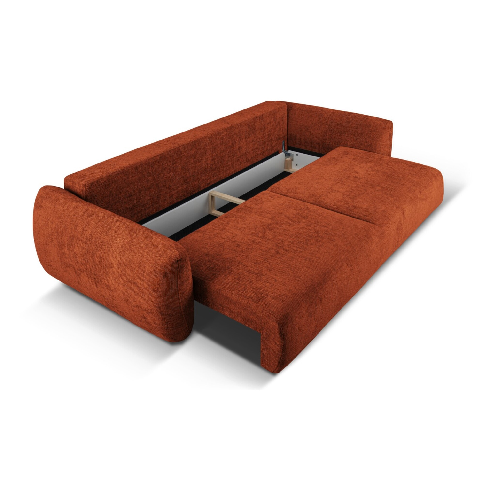 Canapé convertible avec coffre de rangement "Matera" 3 places en chenille terracotta