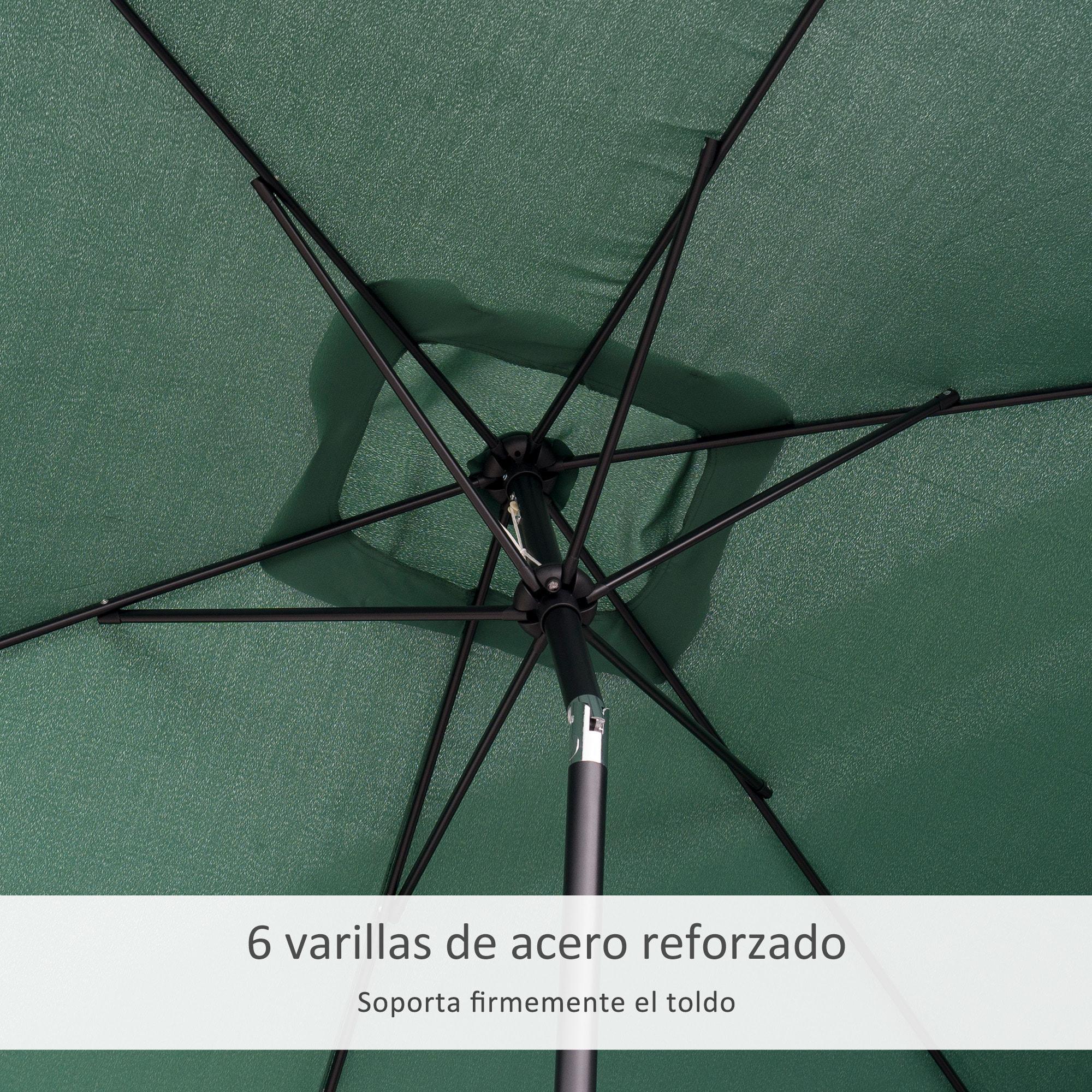 Outsunny Sombrilla de Aluminio 200x300x240 cm Parasol Rectangular de Jardín Inclinable con Manivela y Poste Desmontable para Terraza Piscina Patio Exterior Verde