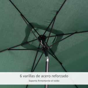 Outsunny Sombrilla de Aluminio 200x300x240 cm Parasol Rectangular de Jardín Inclinable con Manivela y Poste Desmontable para Terraza Piscina Patio Exterior Verde