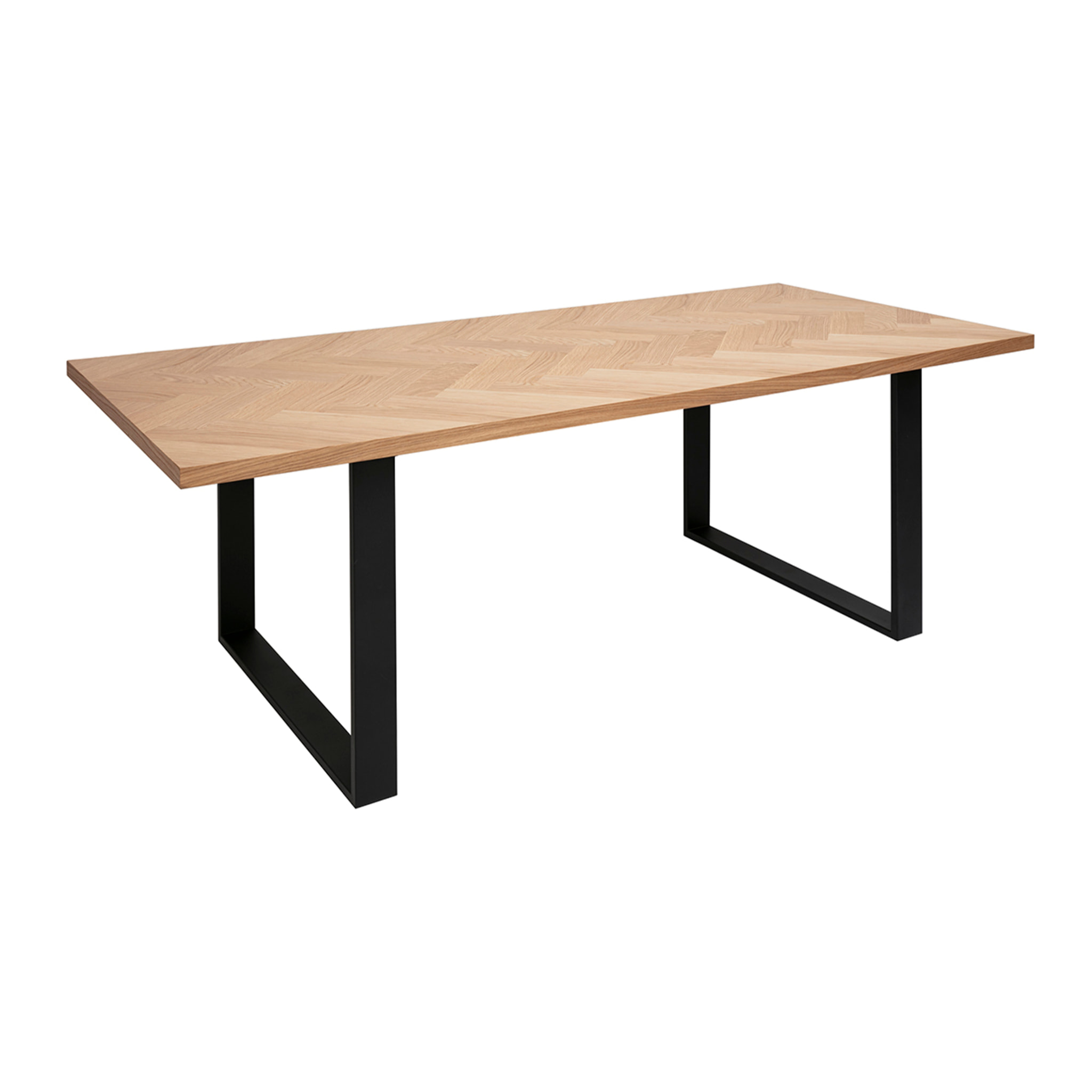 Table à manger rectangulaire finition bois chêne et métal noir L200 cm MAGDA