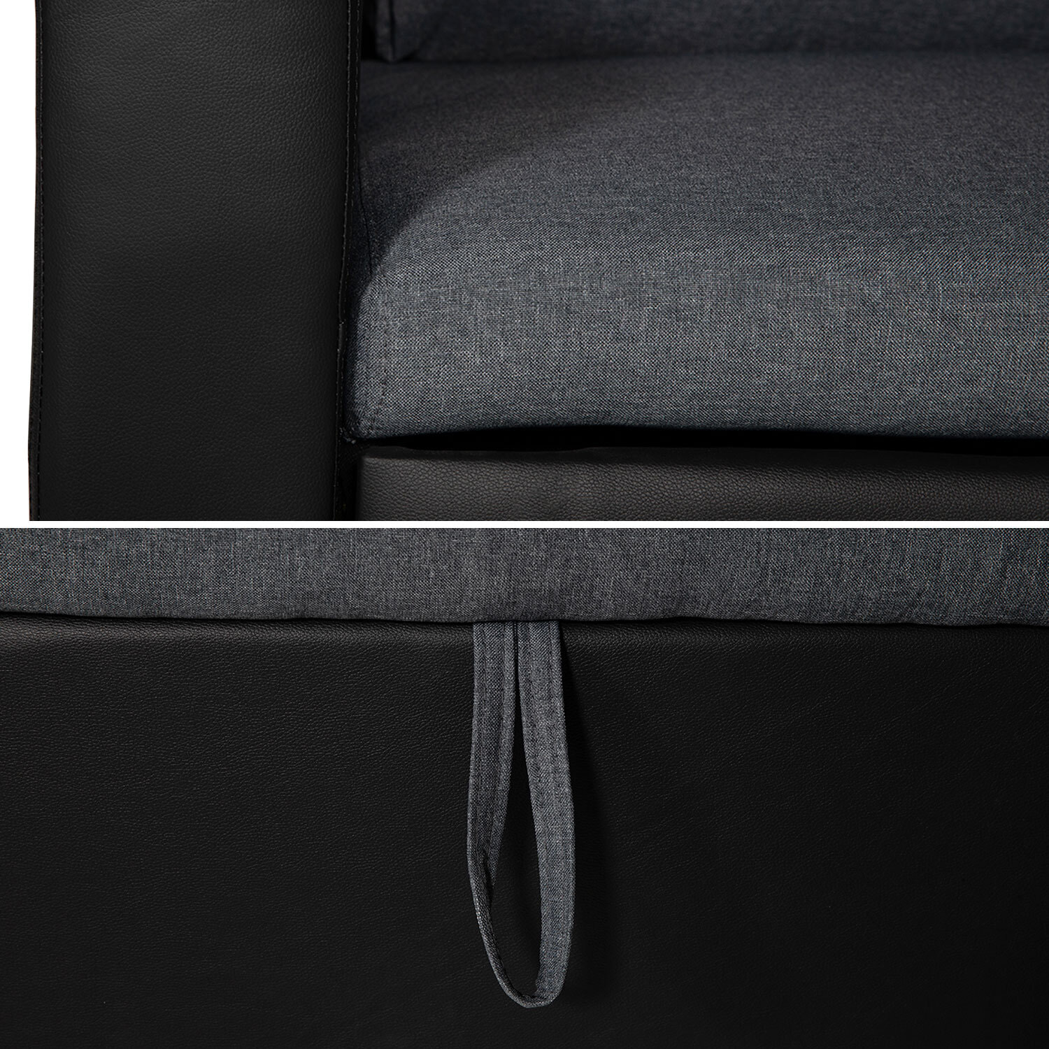 Canapé d'angle convertible CLARK 3 places gris chiné et noir