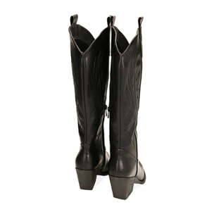 Stivali neri texani, tacco 8 cm