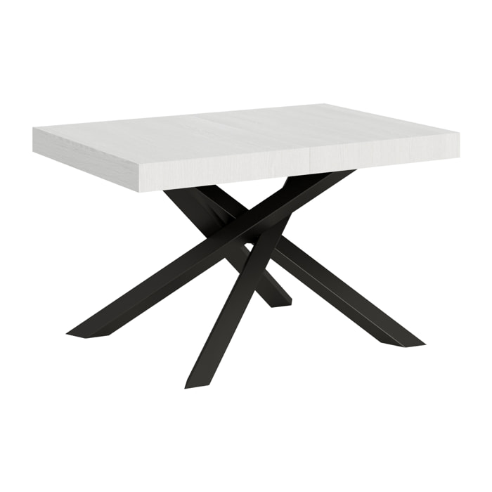 Table extensible 90x140/244 cm Volantis Frêne Blanc cadre Anthracite