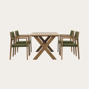 Ensemble de table et chaises de jardin Jade-tina -bois massif d'acacia-couleur naturel 160 x 75 x 90 cm
