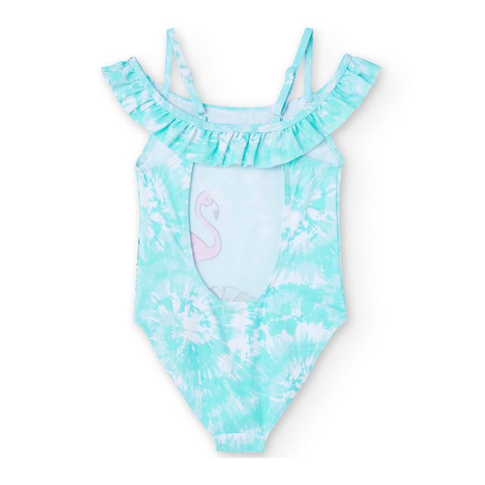 Bañador estampado niña, algodón, estampado, azul claro