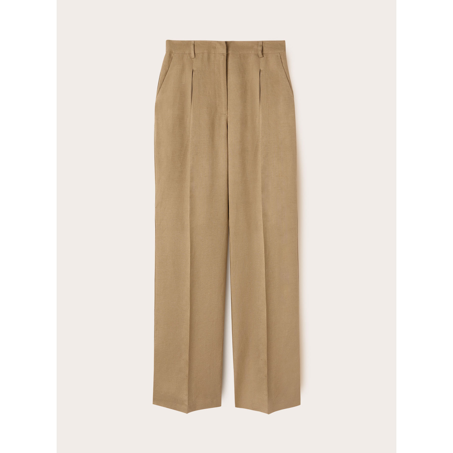 Motivi - Palazzo-Hose mit Falten aus Viskose-Leinen - Beige