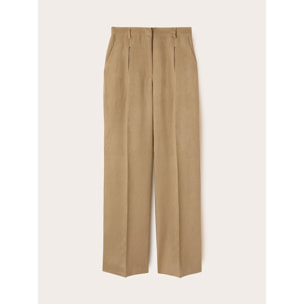 Motivi - Palazzo-Hose mit Falten aus Viskose-Leinen - Beige