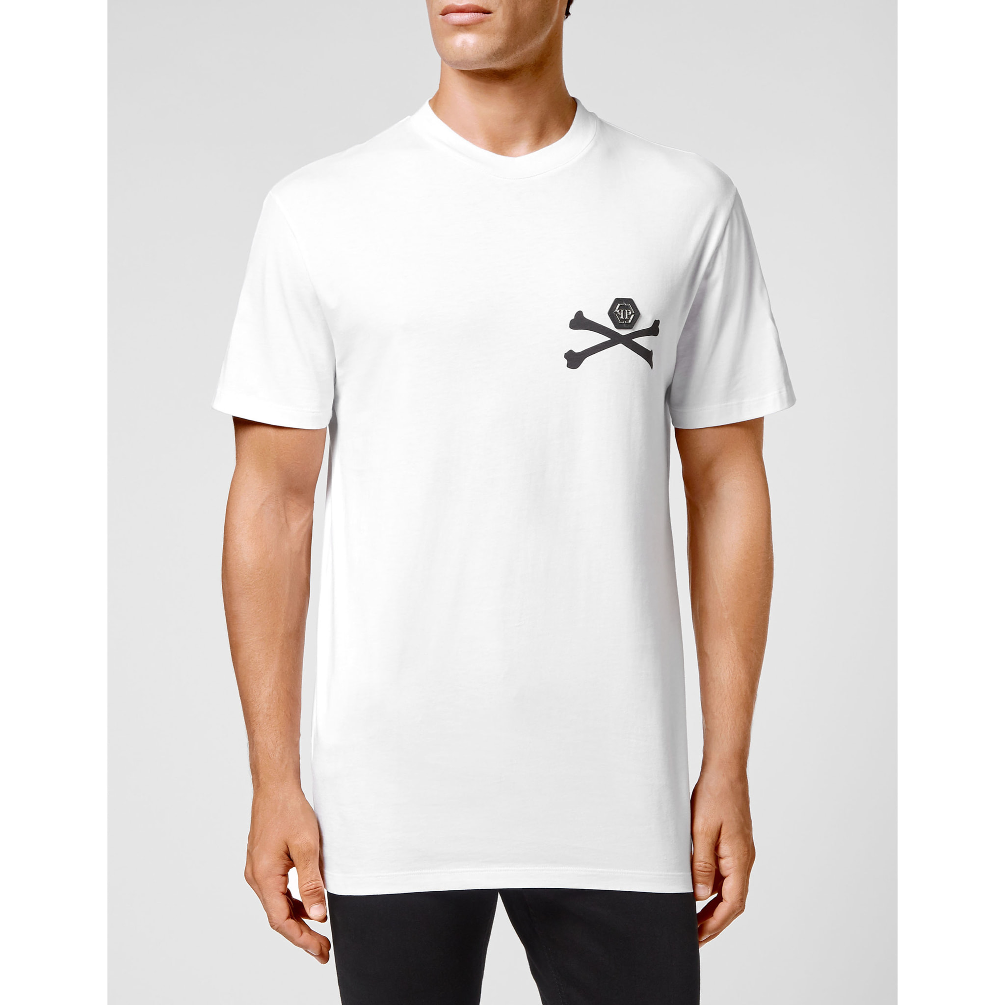 PHILIPP PLEIN Camiseta de cuello redondo y manga corta SKELETON