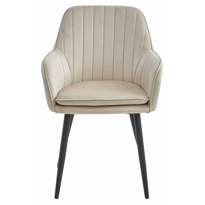 Poltroncina Lugo in velluto beige e gambe nere