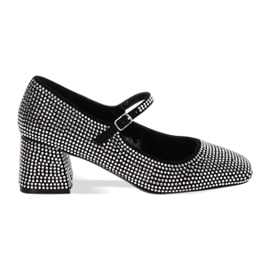 Décolleté negro-plata brillantes