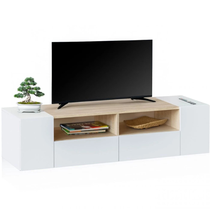 Módulo de TV Nima Blanco Artik (Blanco Mate) - Roble Canadian