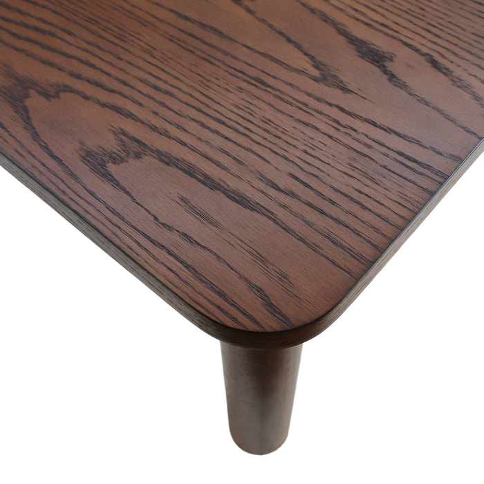 Table basse carrée bois d'hévéa placage chêne noyer - 100 x 100 x 35 cm - Solène