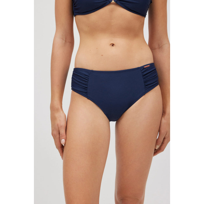 Slip da bagno blu navy arricciato e minimizzante