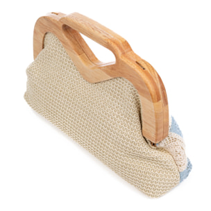 Bisenzio Bolso de mano Mujer. Fabricado en madera natural, algodón y paja trenzada.
