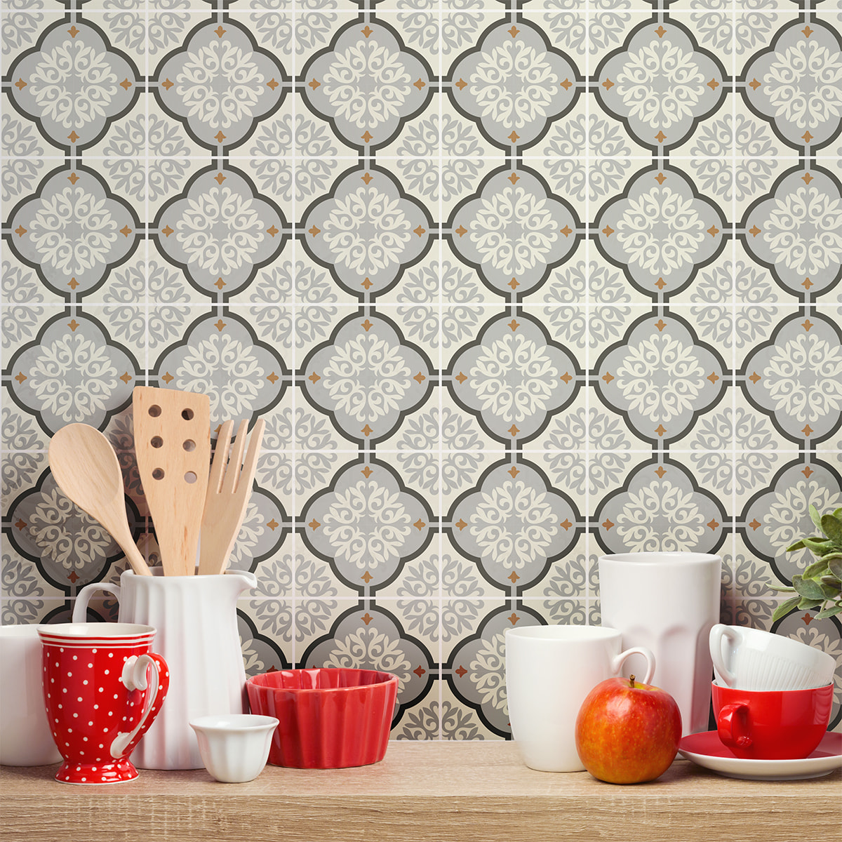 Stickers muraux - Sticker Mural Carrelage adhésif Cuisine Salle de Bain - 60 STICKERS CARREAUX DE CIMENT AZULEJOS BRANCA