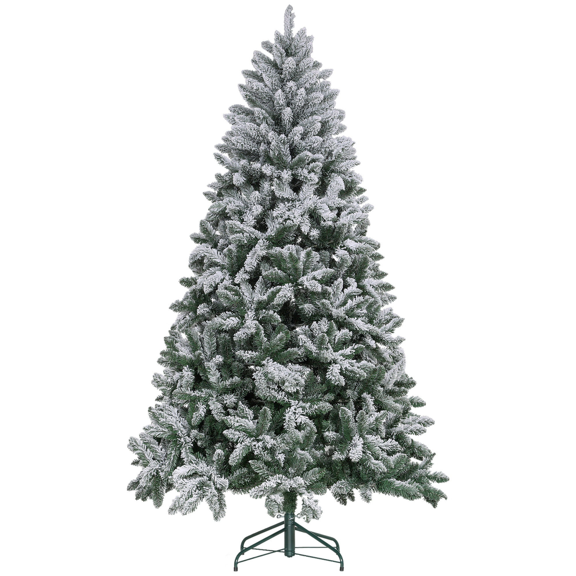 Árbol de Navidad 210 cm Árbol de Navidad Artificial Nevado con 1021 Ramas y Soporte de Metal Árbol Navideño para Salón Interior Verde