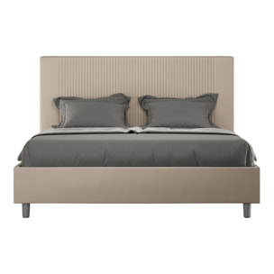 Cama sin somier acolchada 160x210 cuero sintético gris paloma Goya