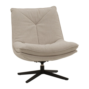 Poltrona girevole BRIKELL in tessuto beige e base in metallo nero